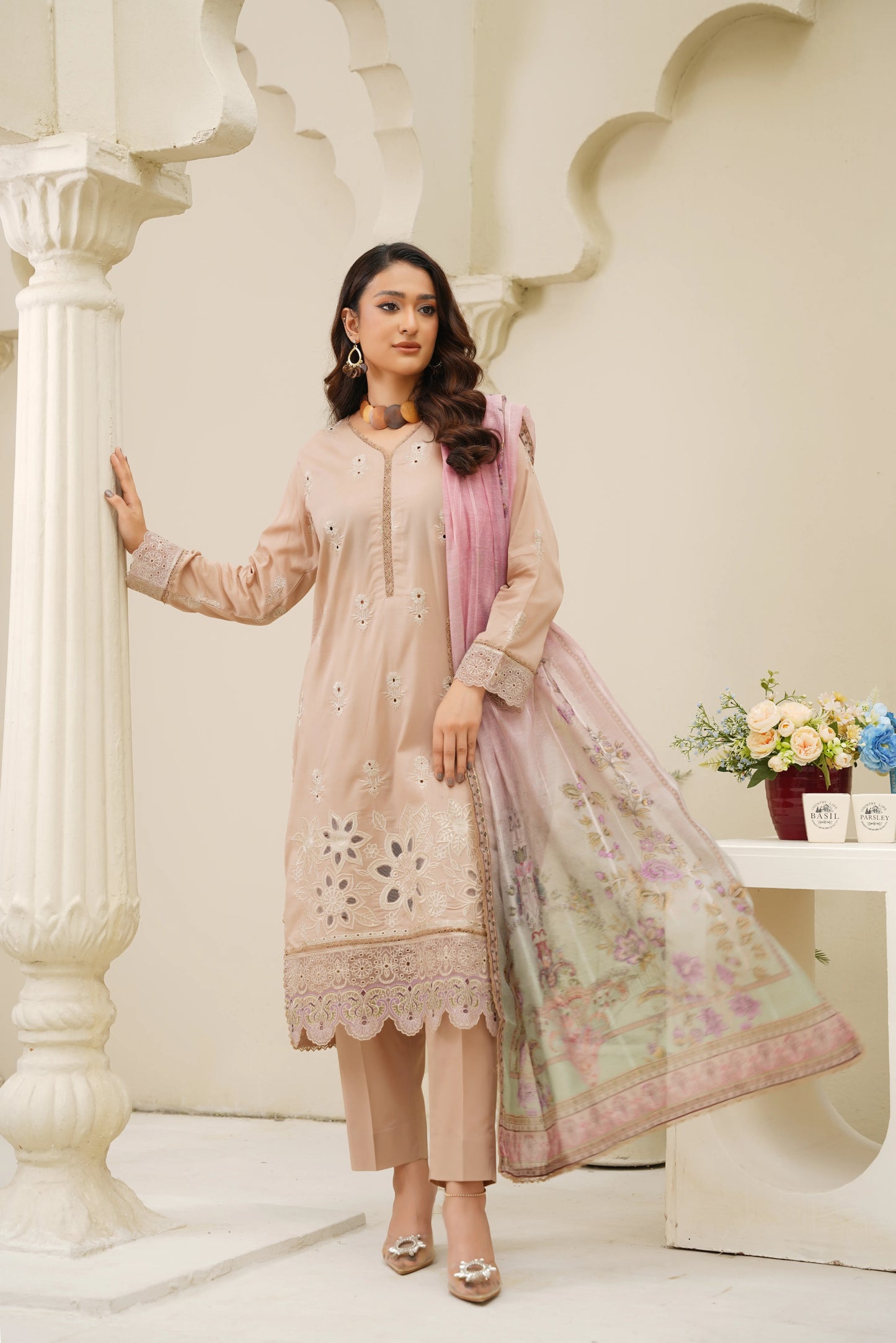 Virsa By Anaya Noor Chikenkari Lawn With Aplic 3PC