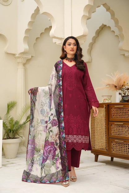 Virsa By Anaya Noor Chikenkari Lawn With Aplic 3PC