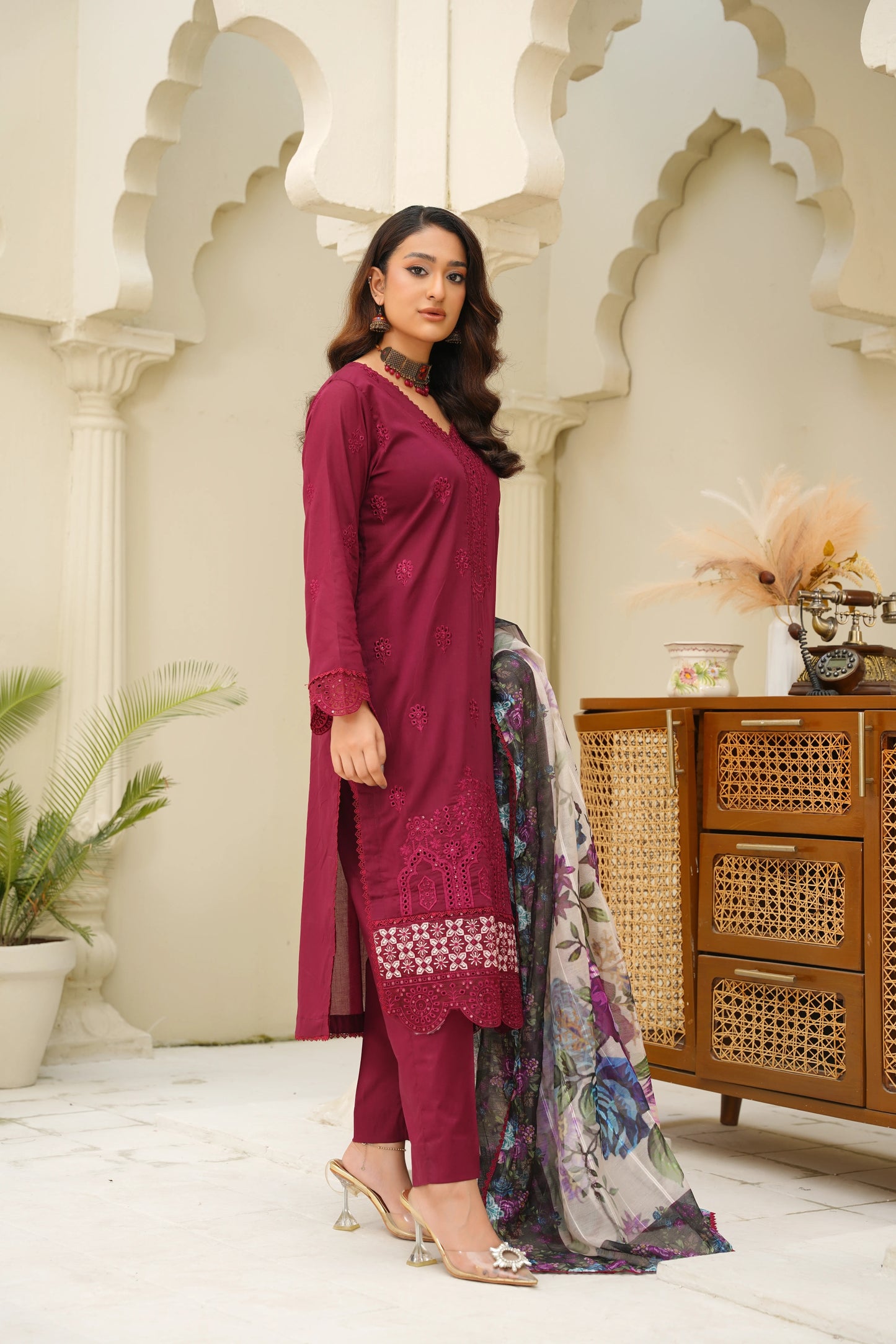 Virsa By Anaya Noor Chikenkari Lawn With Aplic 3PC