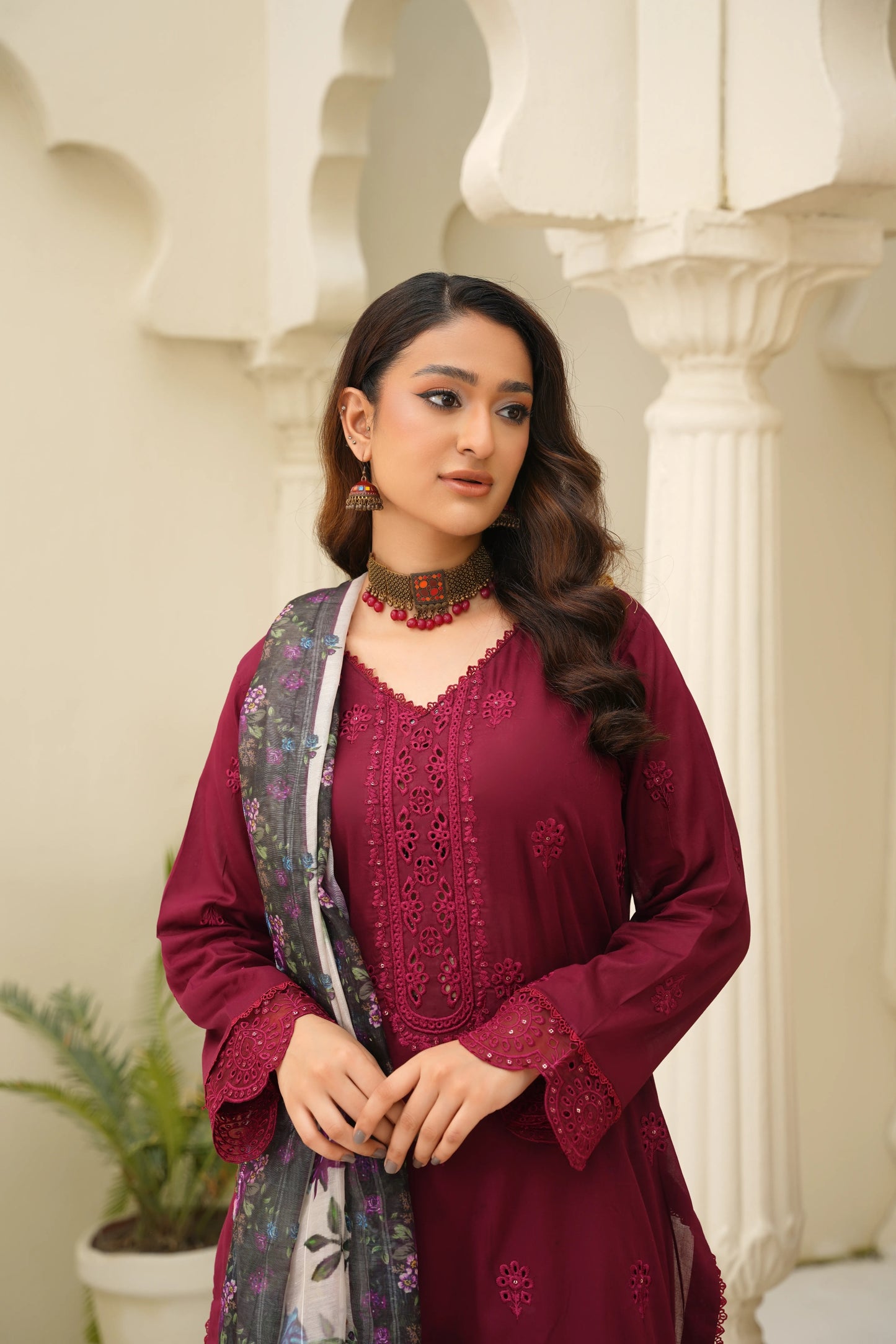 Virsa By Anaya Noor Chikenkari Lawn With Aplic 3PC