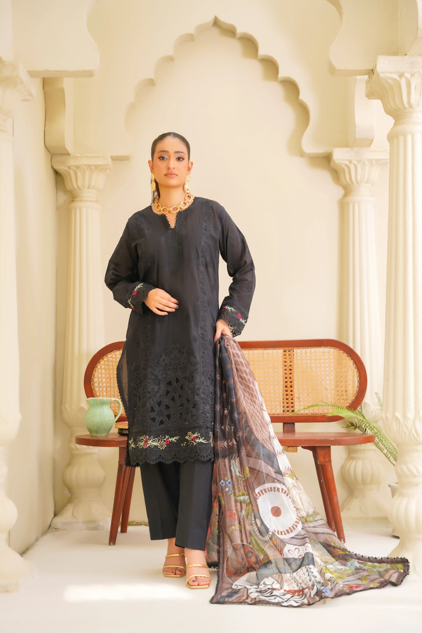 Virsa By Anaya Noor Chikenkari Lawn With Aplic 3PC