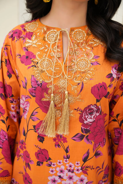 Baroque Printed Linen With Emb Patches 3PC