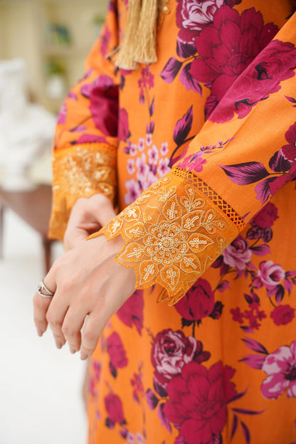 Baroque Printed Linen With Emb Patches 3PC