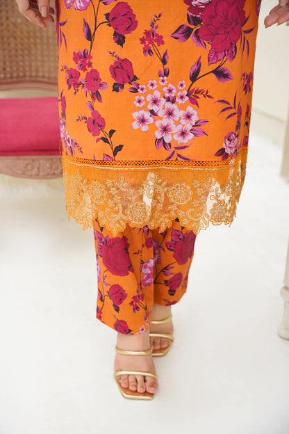 Baroque Printed Linen With Emb Patches 3PC