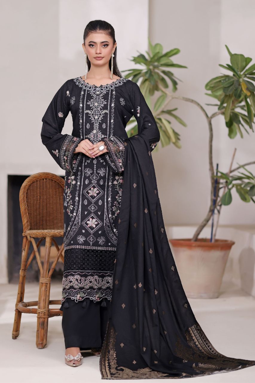 Poshna By Dressline Luxury Emb Jaquard Check Viscose 3PC