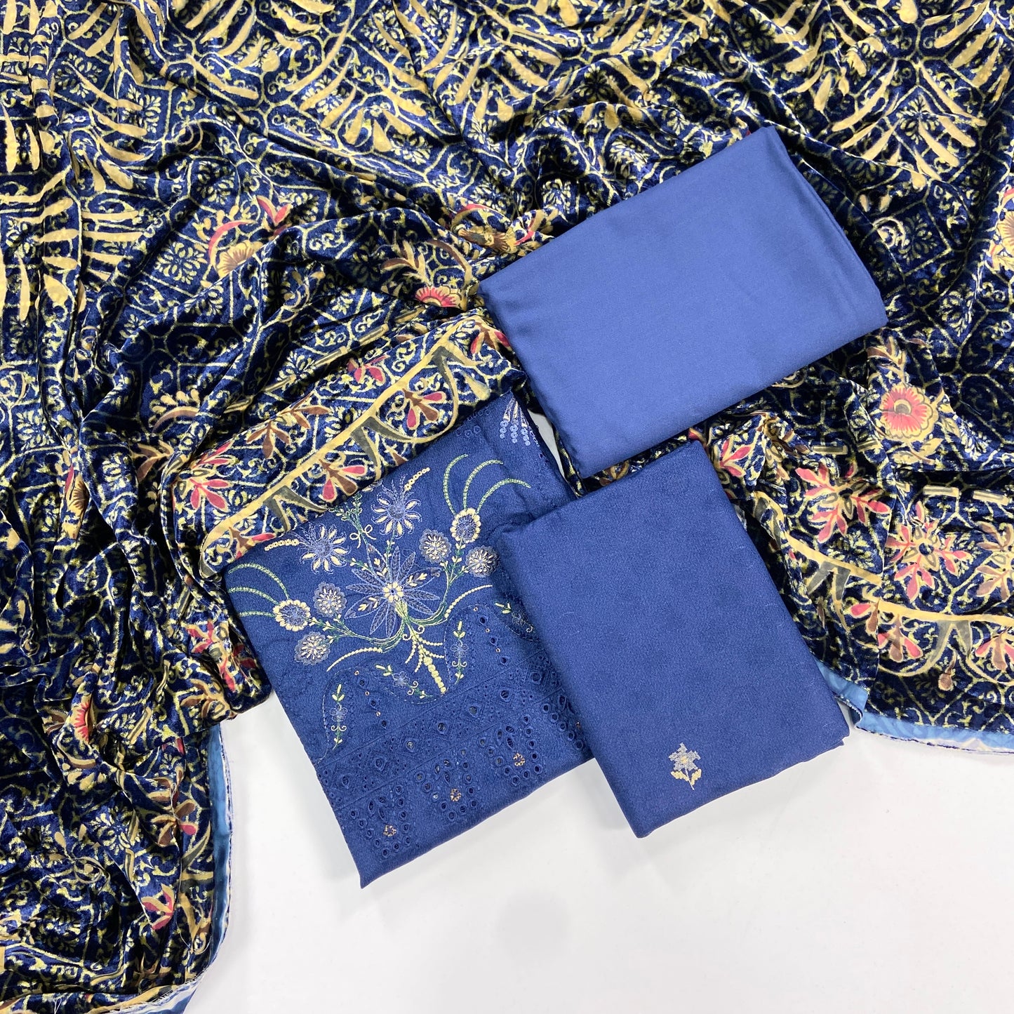 Maria B Emb Dhanak with Plachi Shawl 3PC