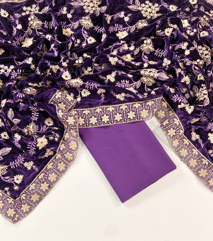 Maria B Dhanak with Emb Velvet Shawl 3PC
