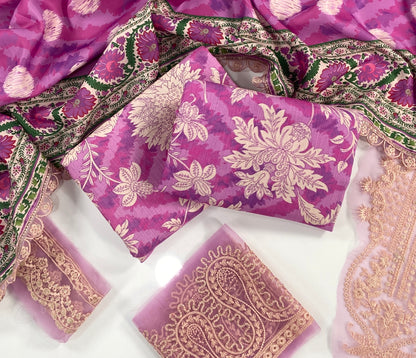 Aneelas Printed Slub Khaddar With Emb Patches 3PC