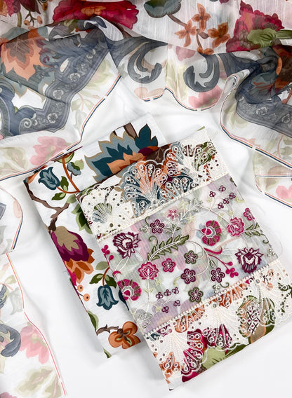 Anaya Noor Emb Bana Dora Lawn With Daman Laserkari 3PC
