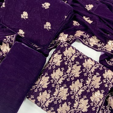 Maria B Luxury Velvet Embroidered Suit – 3PC