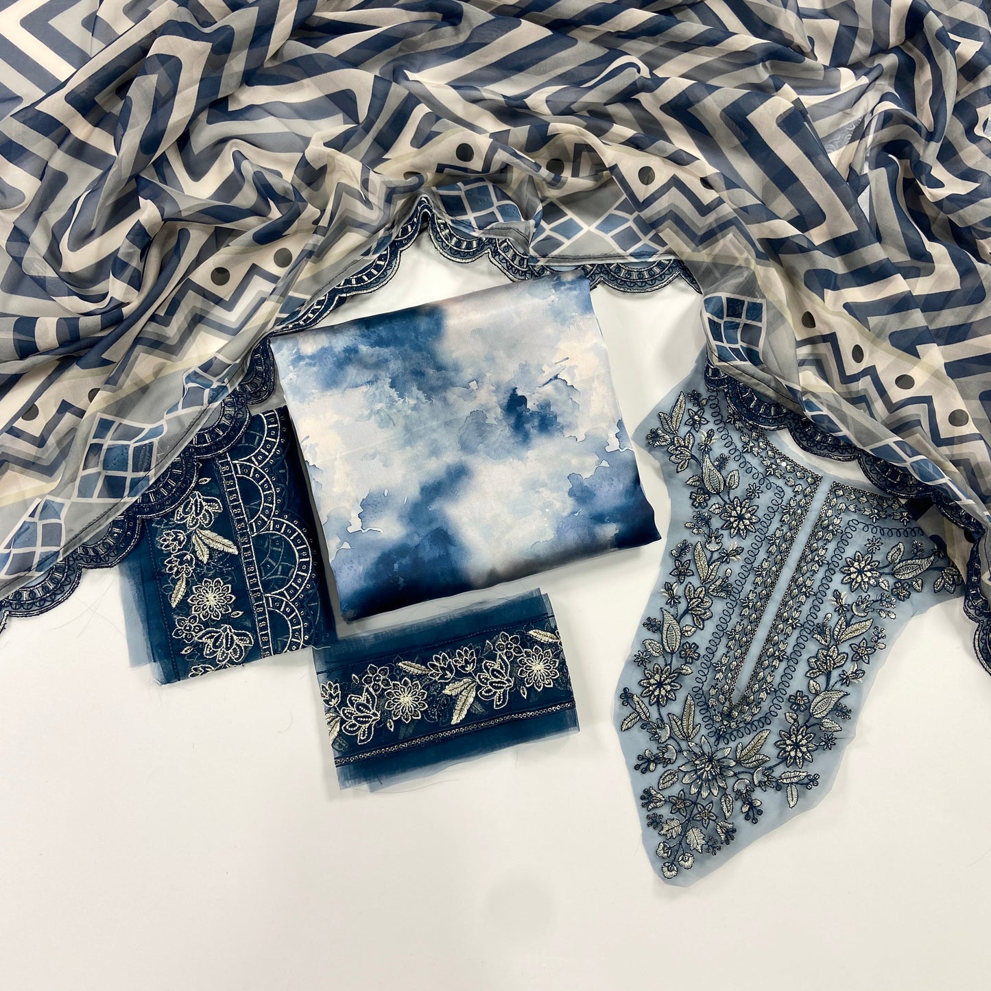 Sapphire Premium Silk – With Organza Patches