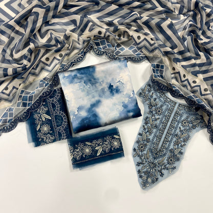 Sapphire Premium Silk – With Organza Patches