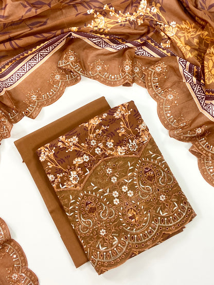 Almeerah By Anaya Noor Digital and Emb Lawn Laserkari Cutwork daman 3PC