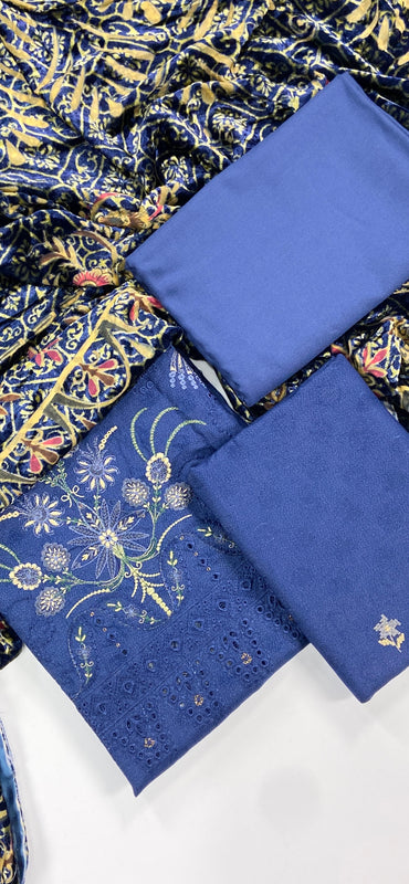 Maria B Emb Dhanak with Plachi Shawl 3PC