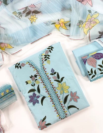 Aneelas Full Embroidered Lawn With Emb Paches 3PC