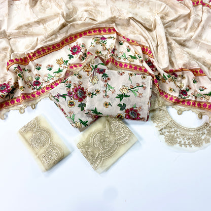 Farasha Embroidered Khaddar With Patches-3PC