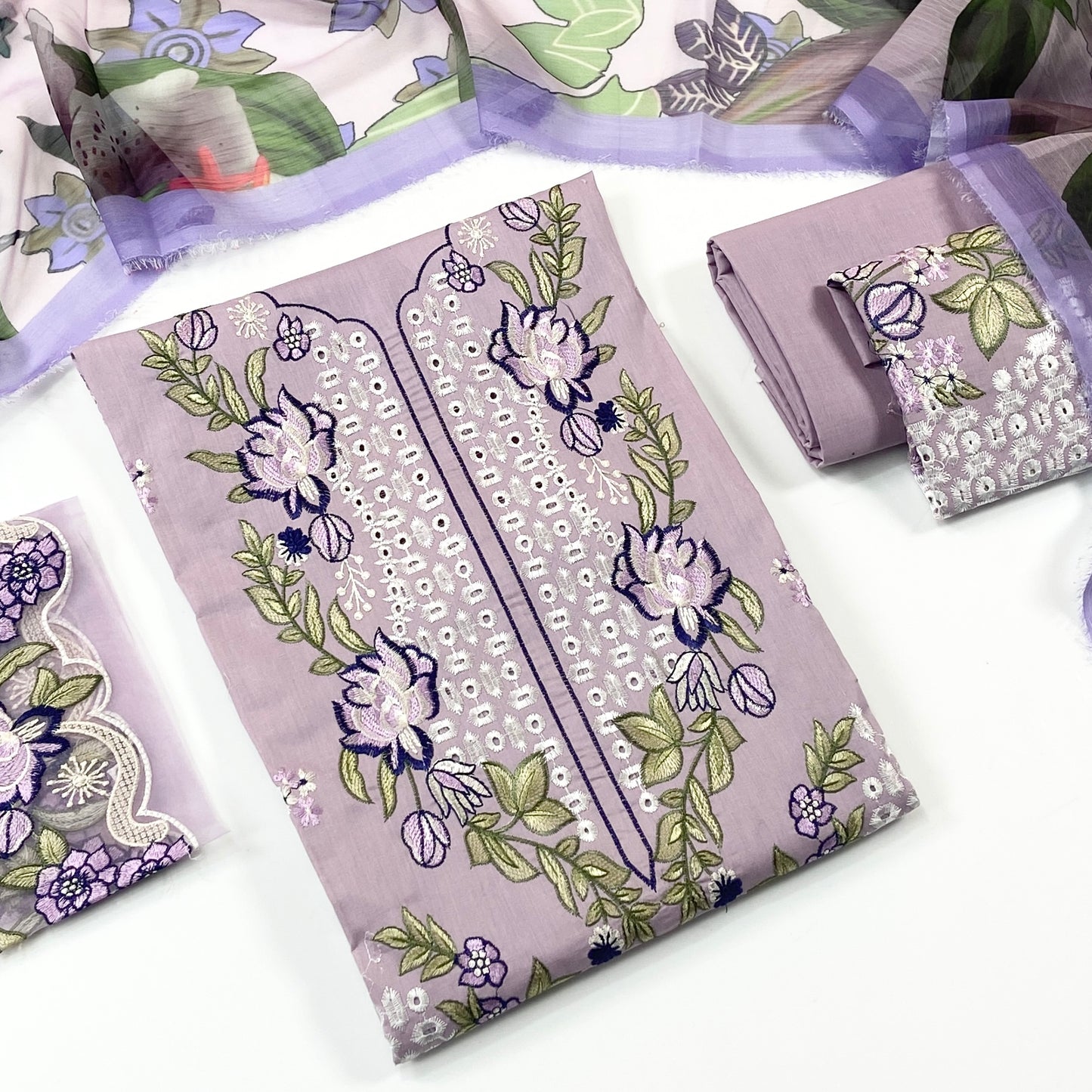Jade Plain Embroidered Lawn 3PC