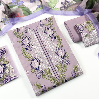 Jade Plain Embroidered Lawn 3PC