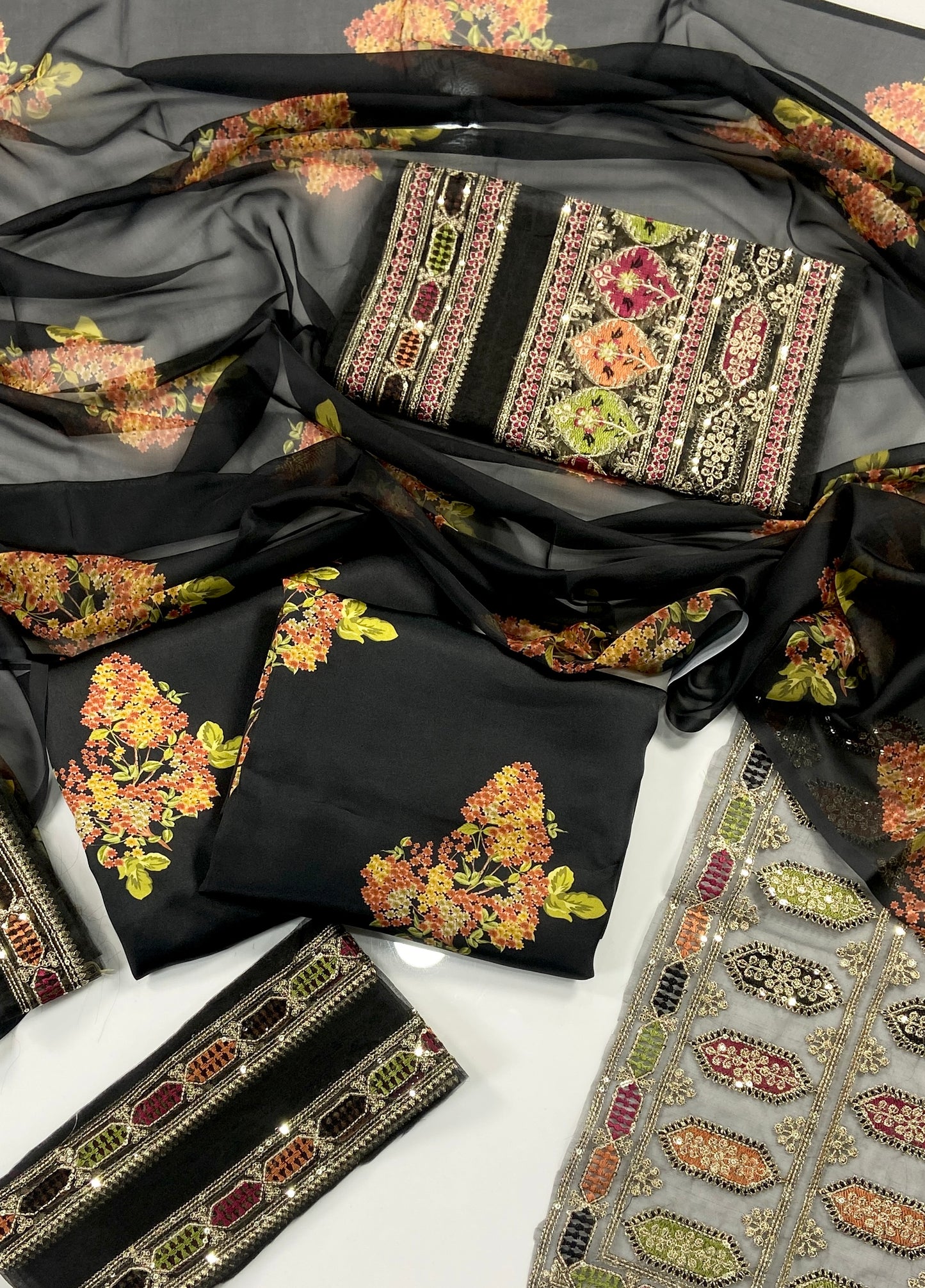 Sabyasachi Premium Silk – With Organza Patches