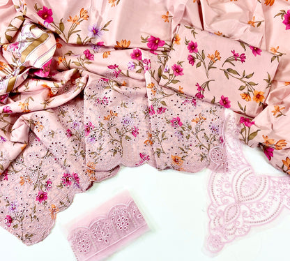 Qalamkar Emb Linen With Patches 3PC
