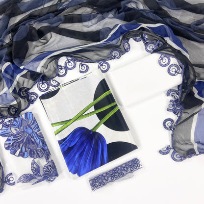M.Prints By Maria B Digital Printed Lawn With Emb Patti 3PC