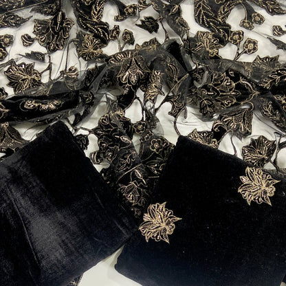 Bareeze Velvet Shawl With Aplic Work 3PC