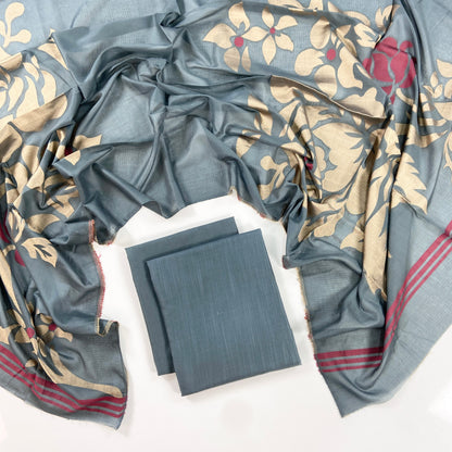 Self Jacquard Voil Shawl 3PC Unstitched Suit