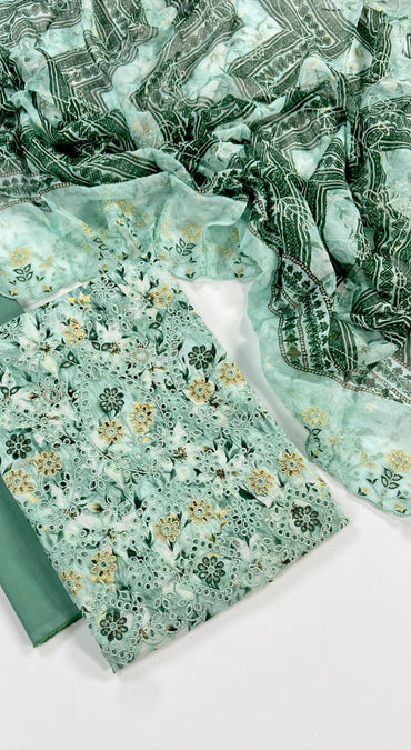 Riwayat Embroidered Lawn With Chiffon Dupatta 3PC