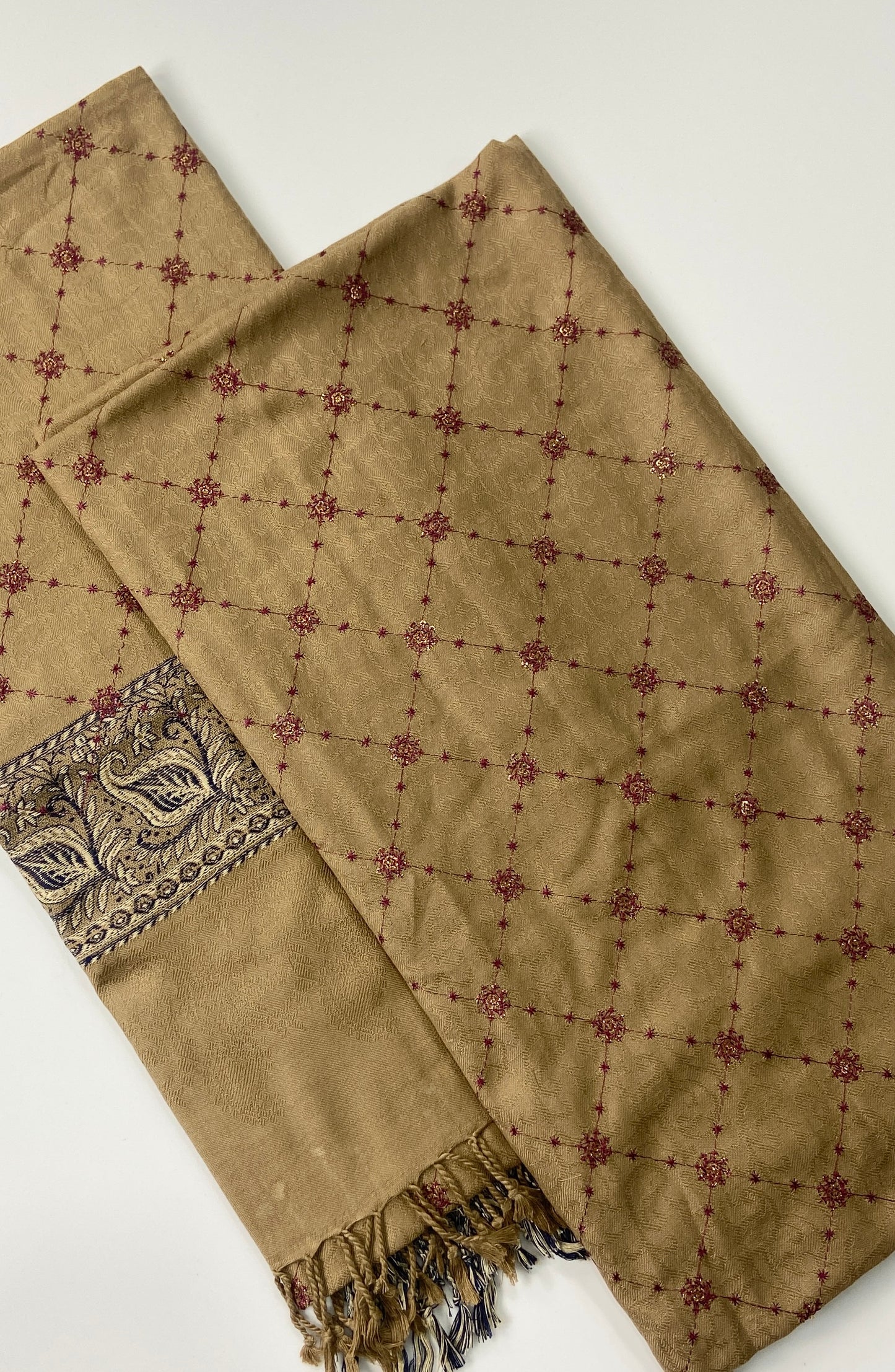 Embroidered Pashmina Jacquard Shawl