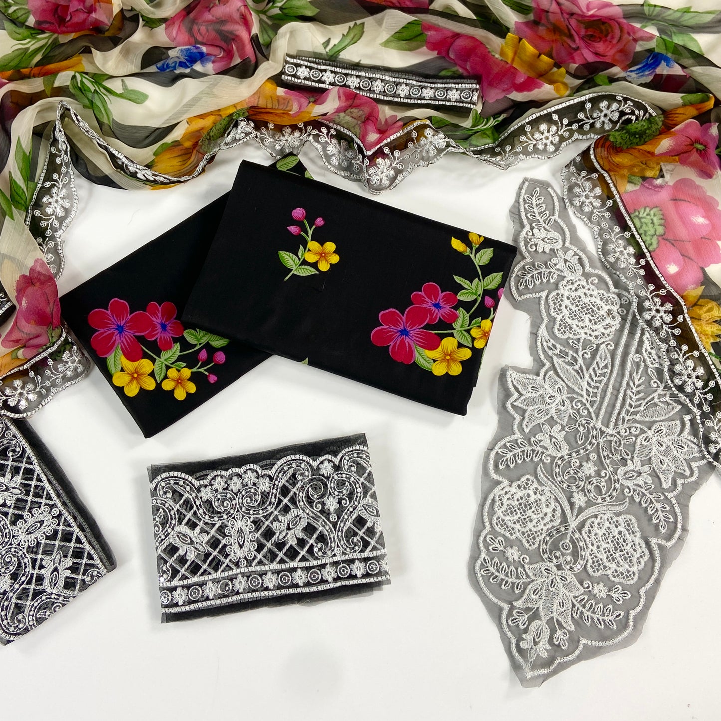 Aneelas Embroiderd & Digital Printed Lawn 3PC