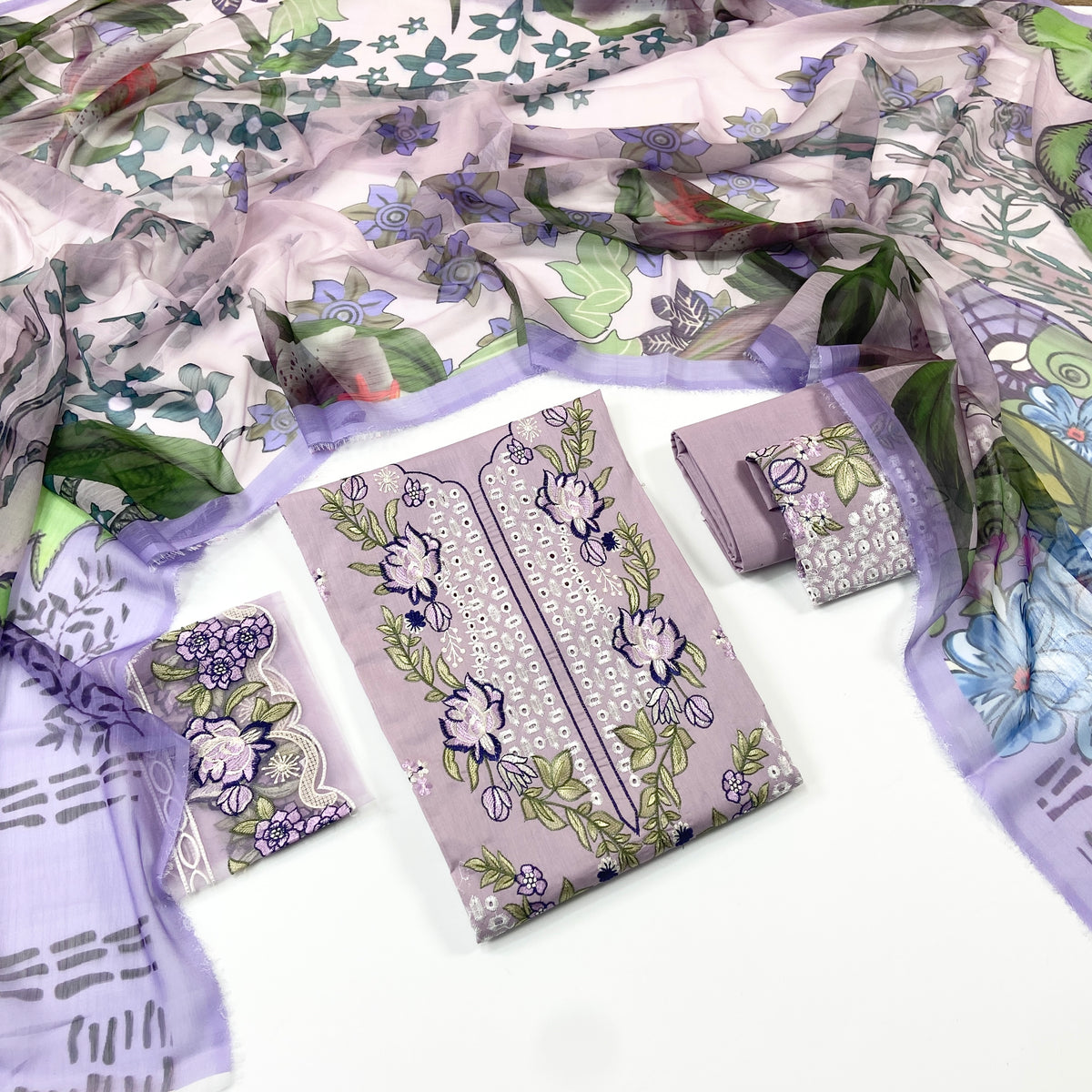 Jade Plain Embroidered Lawn 3PC