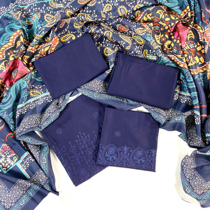 Anaya Noor Embroidered Dhanak 3PC