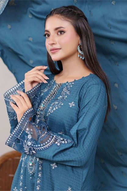 Poshna By Dressline Luxury Emb Jaquard Check Viscose 3PC