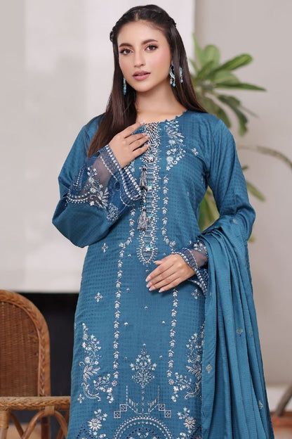 Poshna By Dressline Luxury Emb Jaquard Check Viscose 3PC