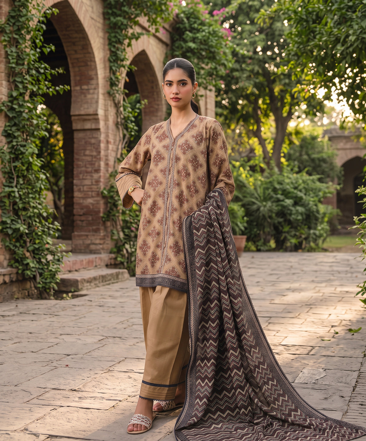 Raqs By Uneq Digital Printed Slub Khaddar 3PC
