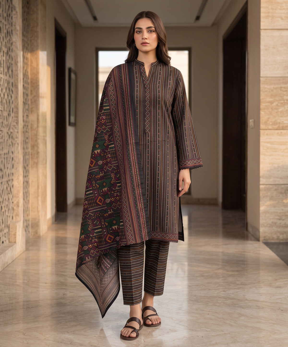Bin Saeed Digital Printed Khaddar Stitched 3PC