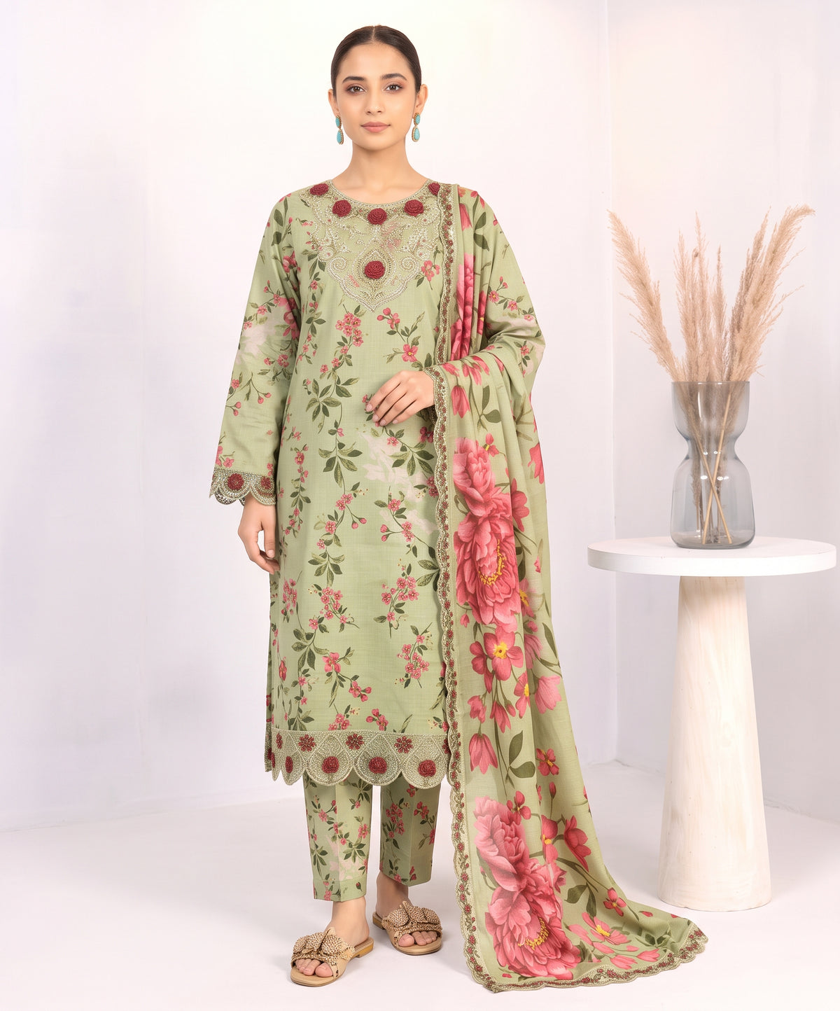 Iznik Printed & Emb Khaddar 3PC