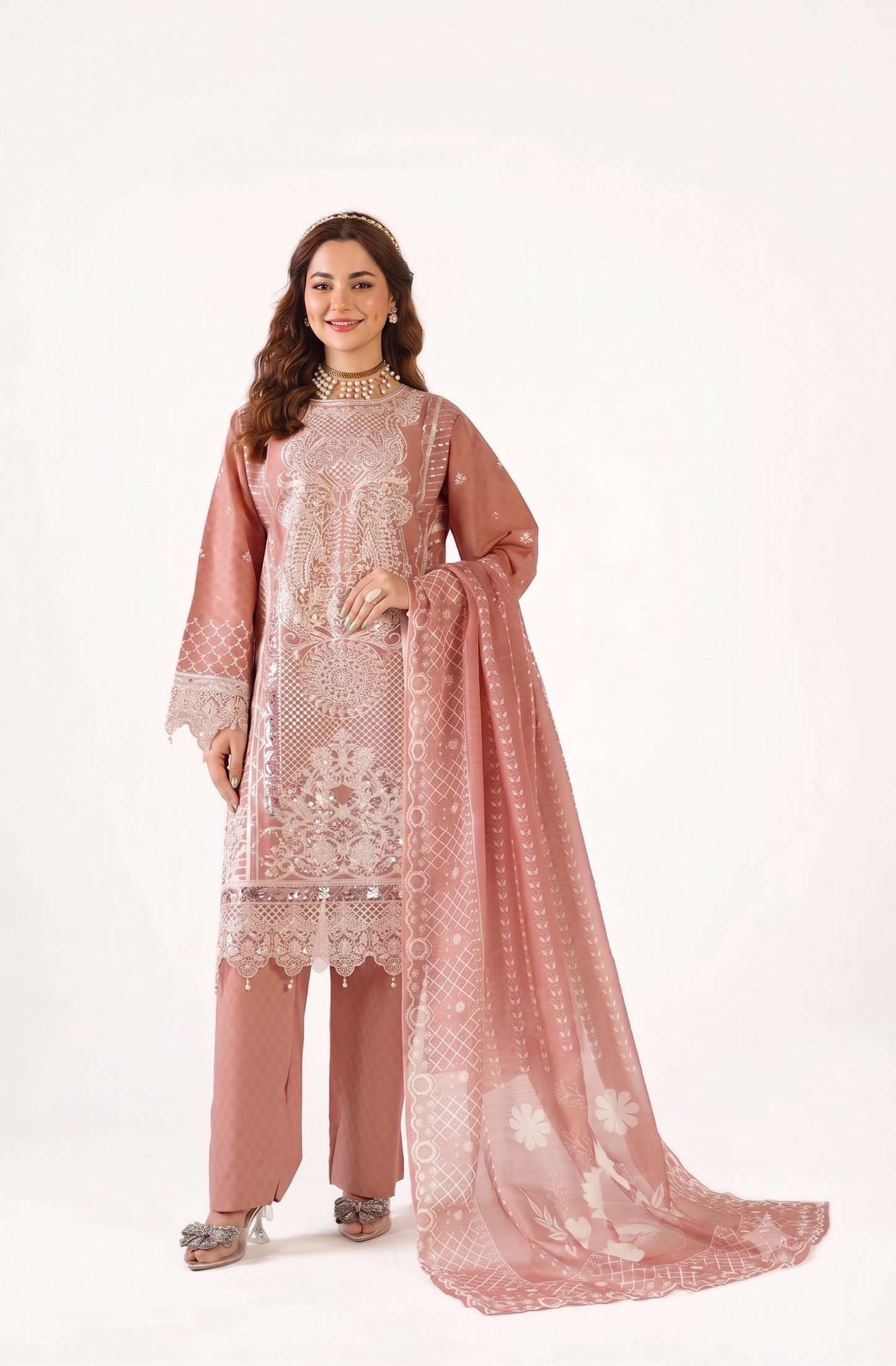 Maria B Fancy Jacquard Cotton Emb 3PC