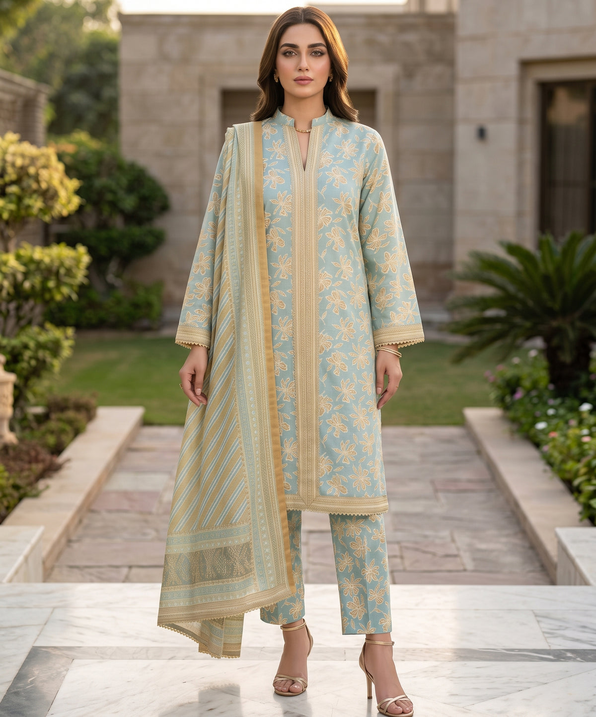 Bin Saeed Digital Printed Khaddar Stitched 3PC