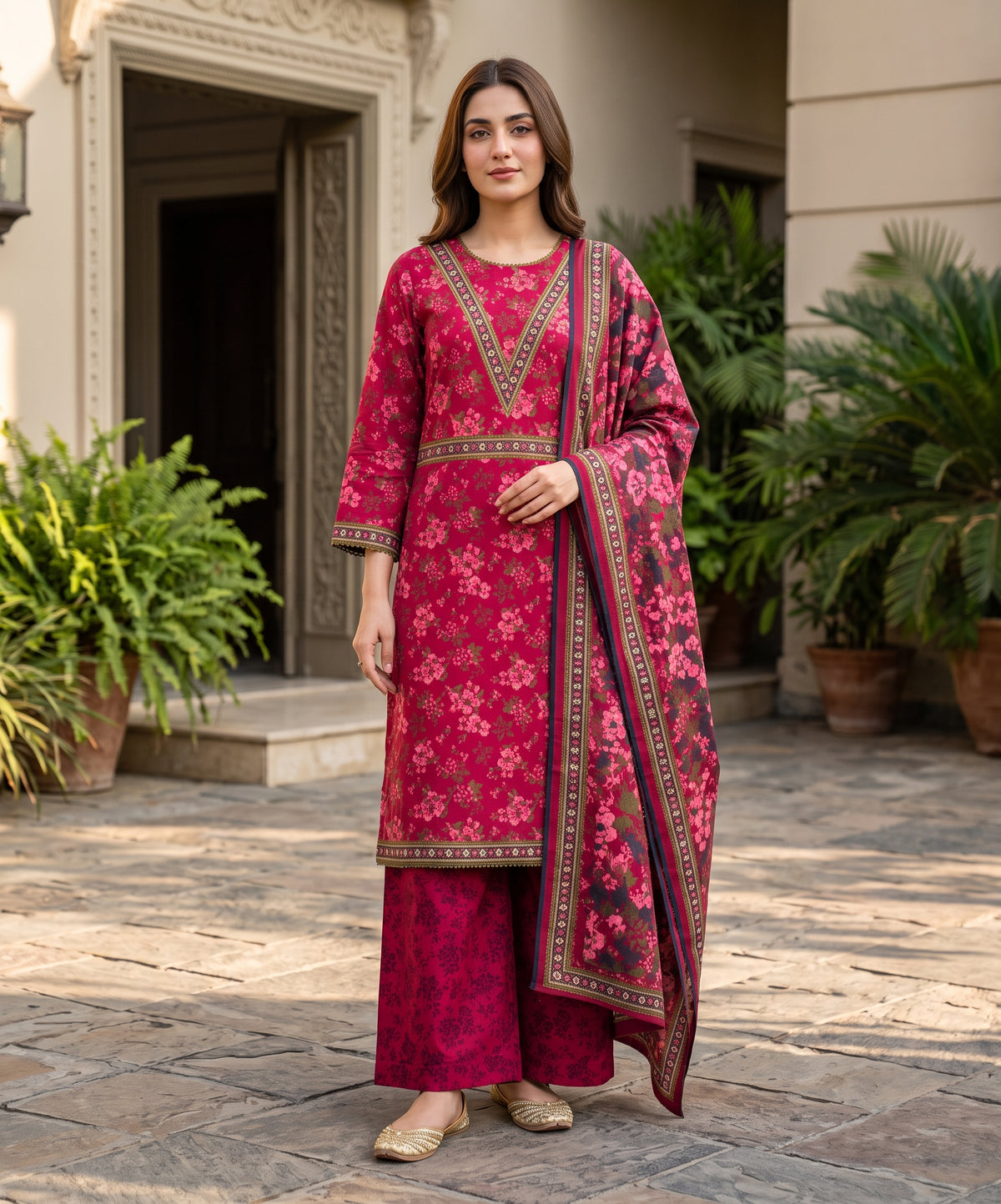 Regalia Premium Printed Stitched Khaddar With Printed Trouser 3PC