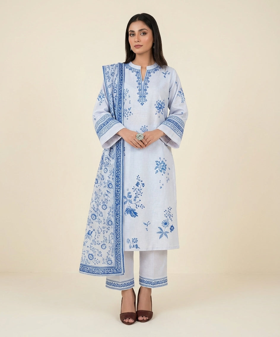 Nisha By Shanaya Digital Printed Stone Linen 3PC