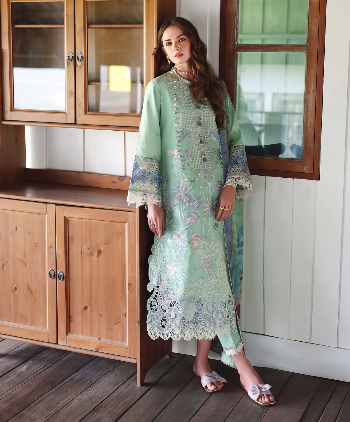 Mushq Embroidered Dhanak 3PC