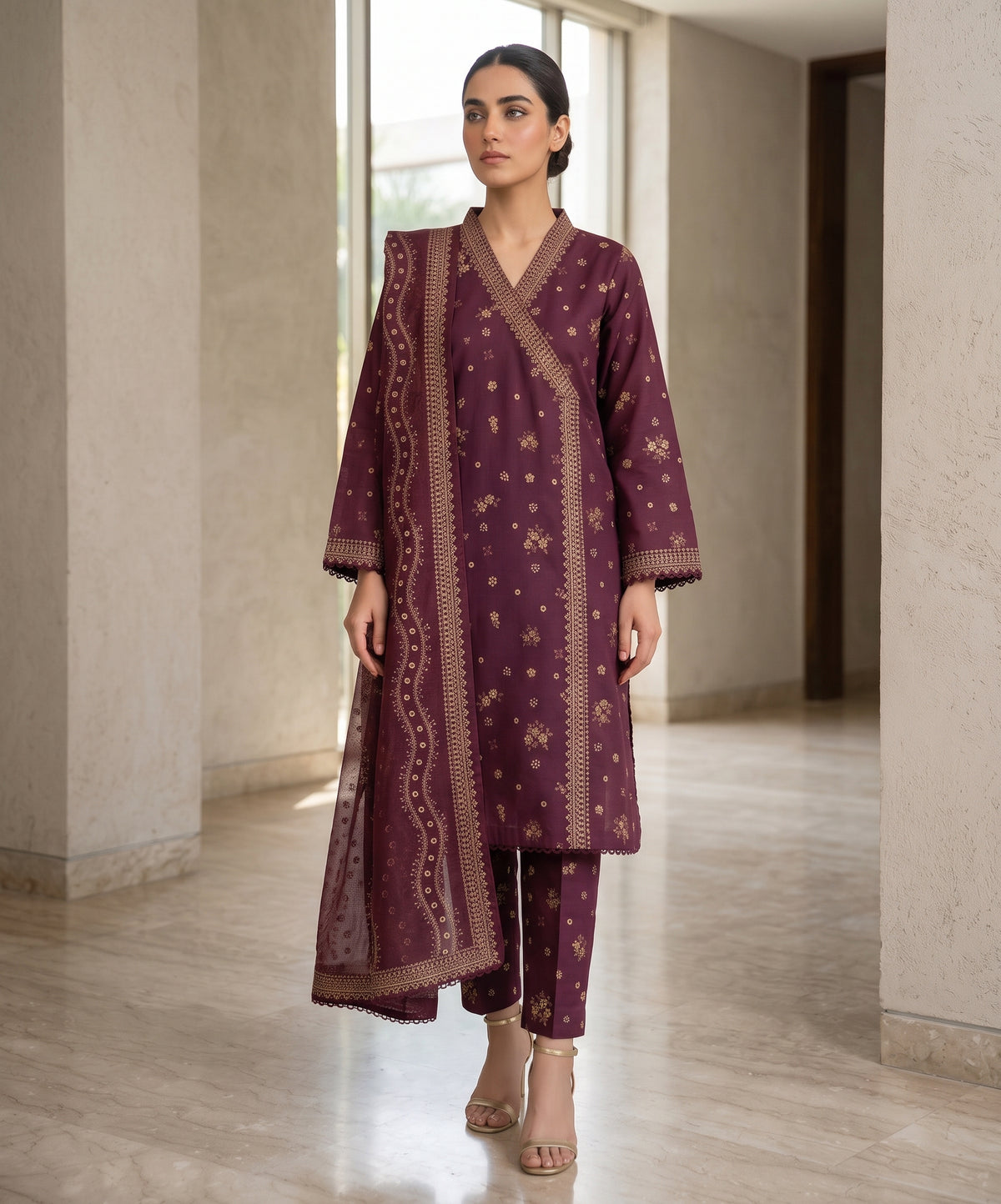 Bin Saeed Digital Printed Khaddar Stitched 3PC