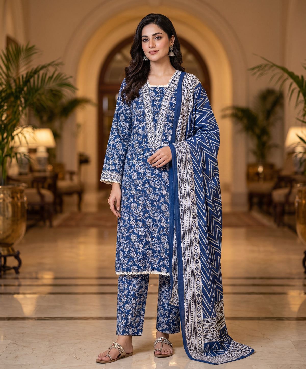 Regalia Premium Printed Stitched Khaddar With Printed Trouser 3PC