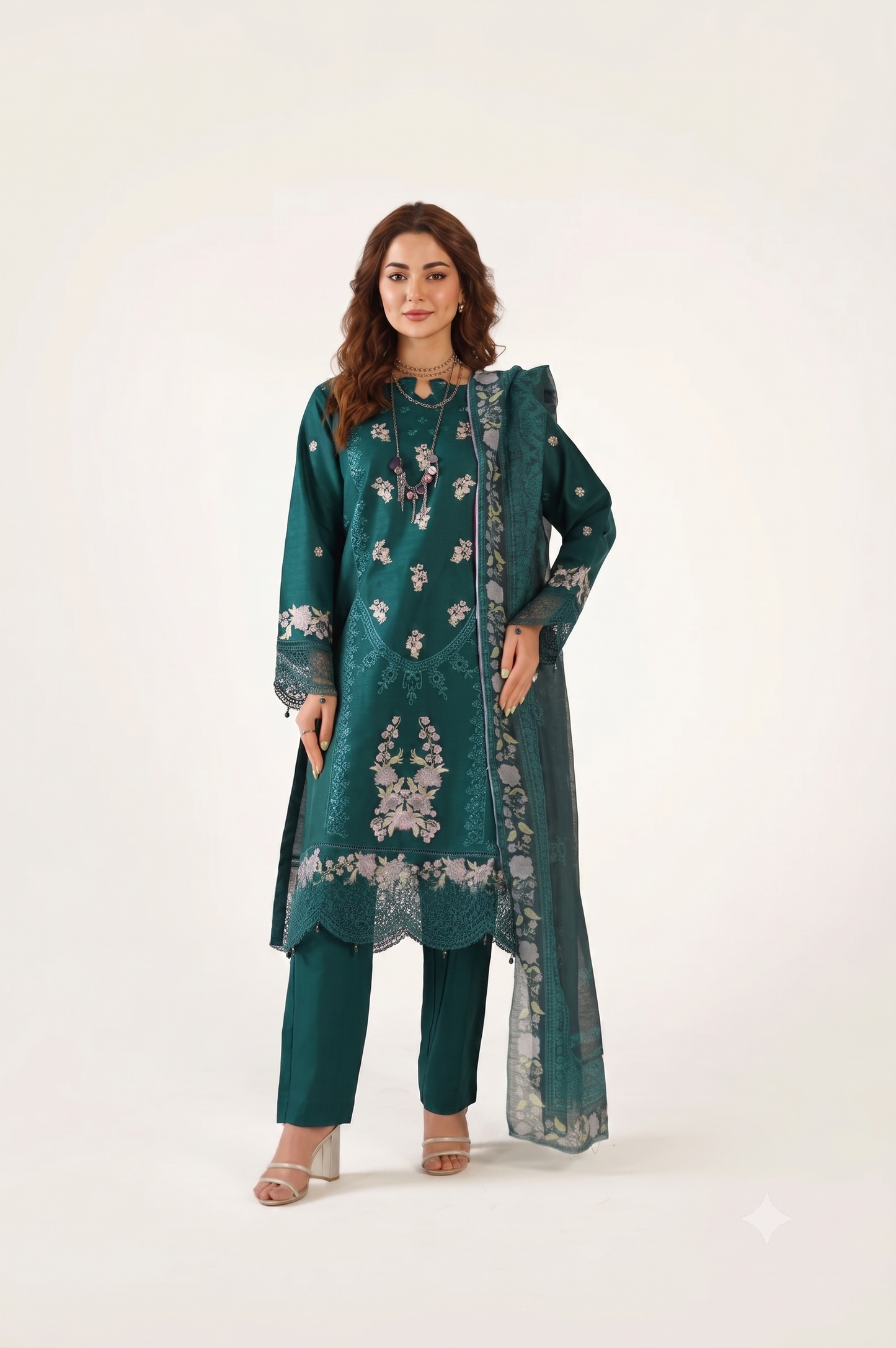 Maria B Fancy Jacquard Cotton Emb 3PC