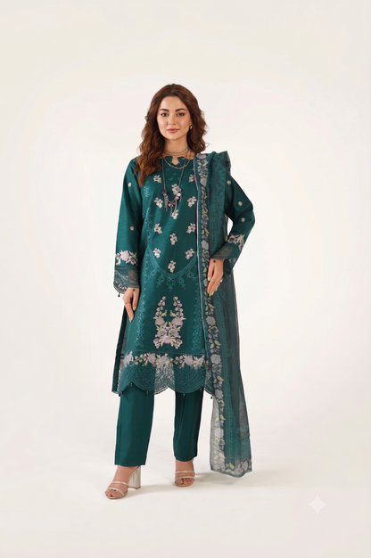 Maria B Fancy Jacquard Cotton Emb 3PC