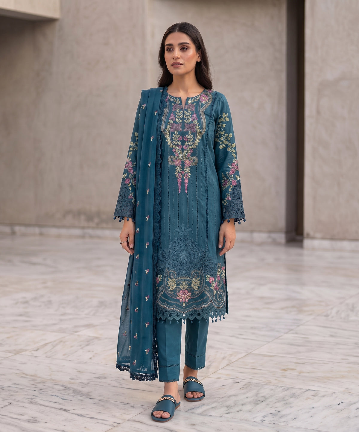 Maria B Premium Plain Emb Stitched Viscose 3PC