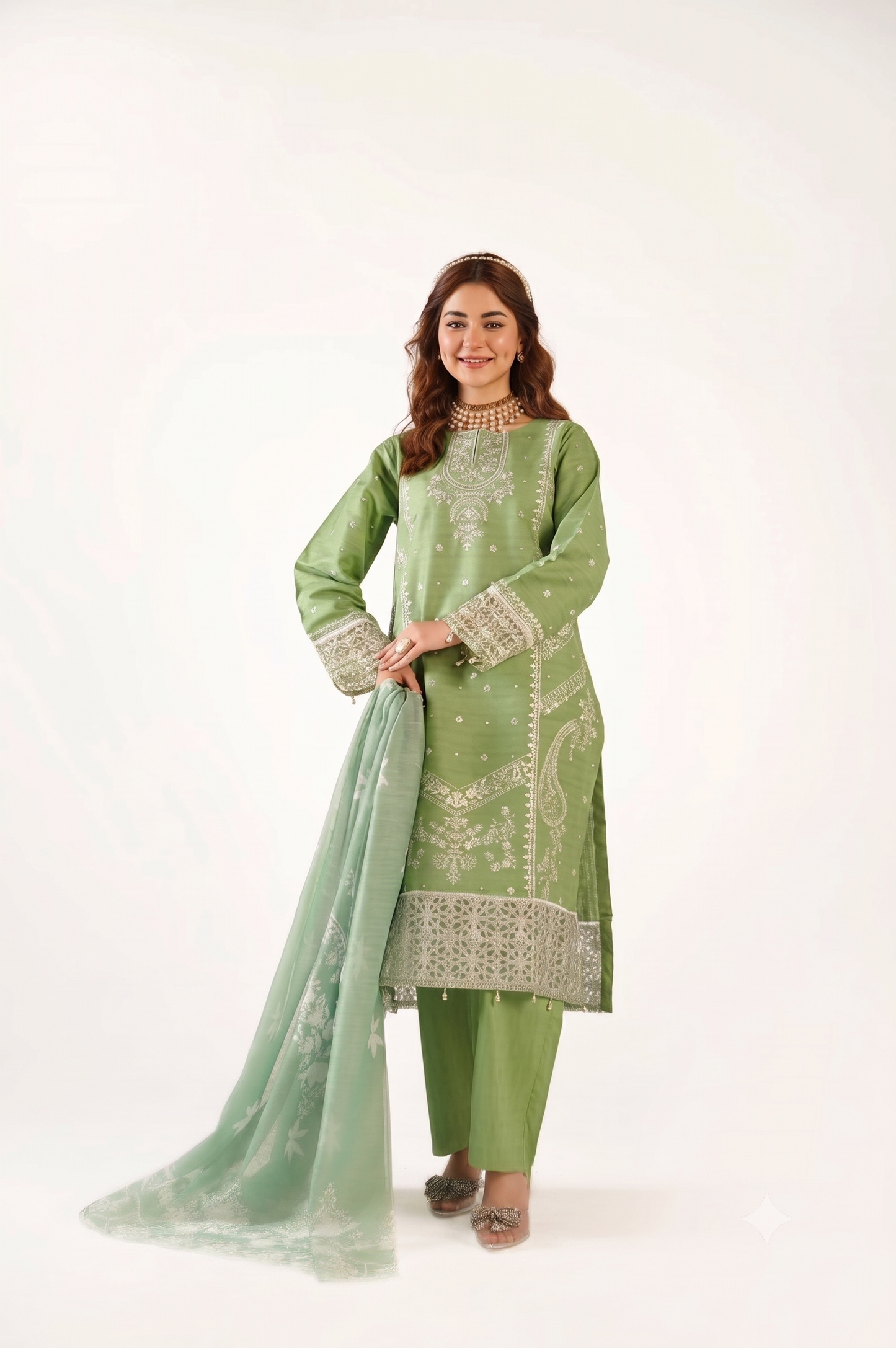 Maria B Fancy Jacquard Cotton Emb 3PC