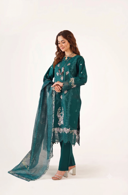 Maria B Fancy Jacquard Cotton Emb 3PC