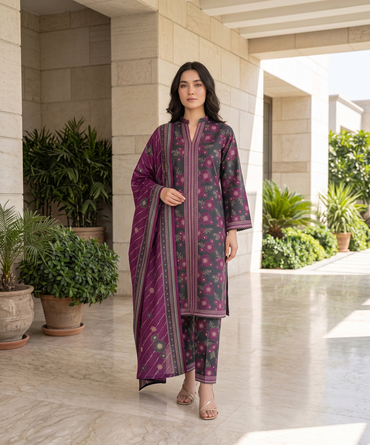 Bin Saeed Digital Printed Khaddar Stitched 3PC